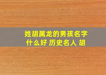 姓胡属龙的男孩名字什么好 历史名人 胡